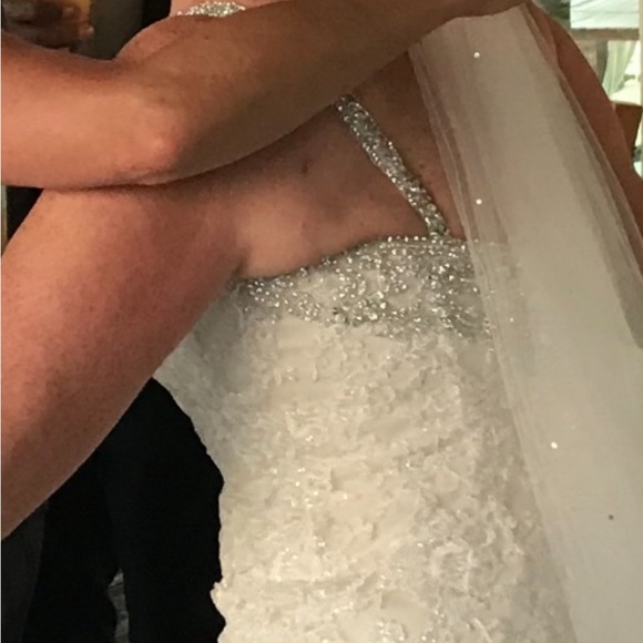 WhiteWedding Veil.Longer than most Trains.Diamond like accents all the way down main image 6